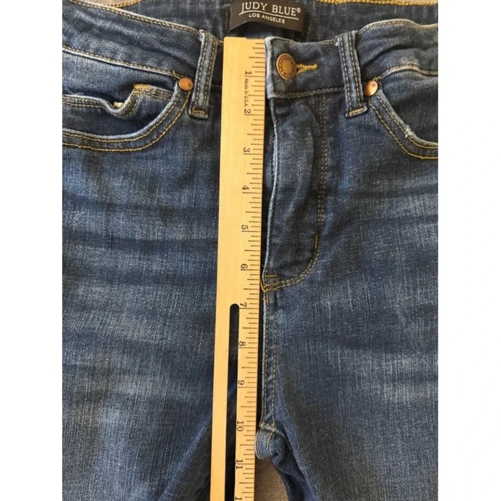 Judy Blue High Rise Skinny Jeans Dark Wash Raw Hem JB88527 DK-CO Women Size 5/27 - Picture 8 of 10